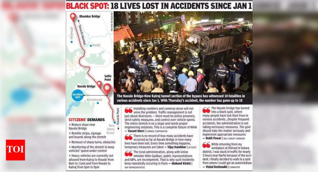 नवले पुलाचा भाग धोकादायक राहतो कारण अपघात रोखण्यात अयशस्वी