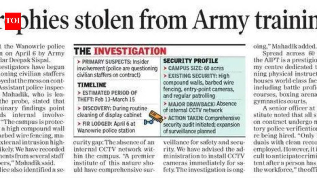 आर्मी इन्स्टिटय़ूटमधून गहाळ झालेल्या 6 ट्रॉफीच्या चौकशीचे आदेश